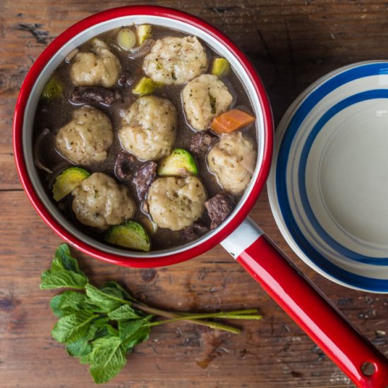 Mutton Stew with Minted Dumplings