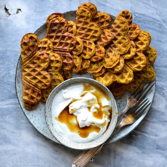 Whole grain pumpkin waffles