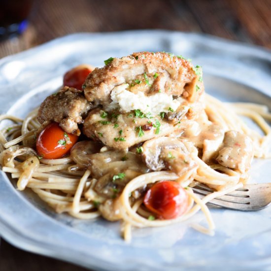 One Pan Stuffed Chicken Marsala