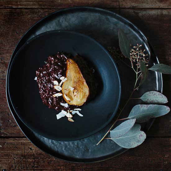 Chocolate Risotto with Fried Pears