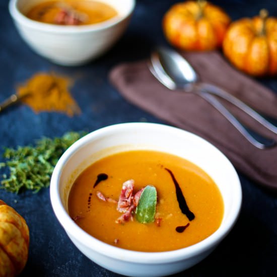 Acorn Squash Soup with Sage & Bacon