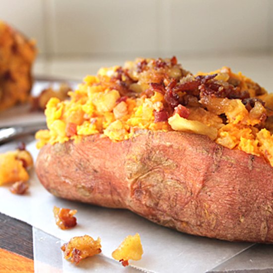 Apple and Bacon Stuffed Sweet Potato