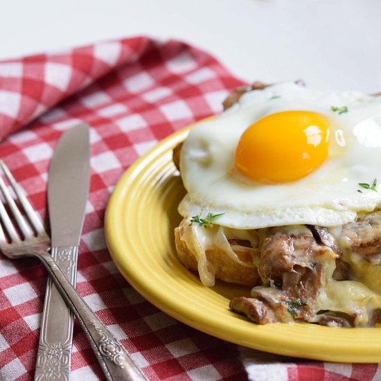 Creamy Mushroom Croque Madame