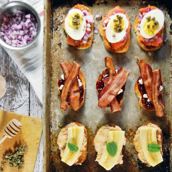 A Breakfast Bruschetta Trio