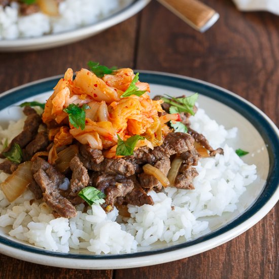 Bulgogi Kimchi Rice Plate