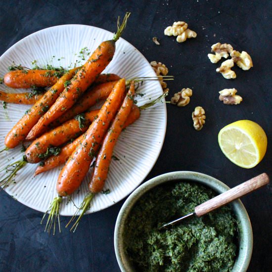 Roasted Carrots w/ Carrot Top Pesto