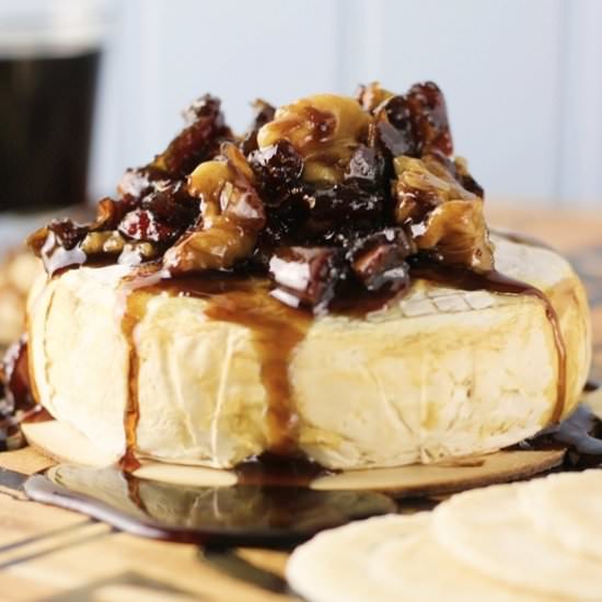 Boozy Baked Brie with Dates & Walnuts