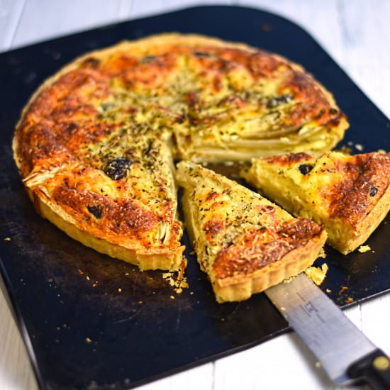 Roast Chicory and Olive Tart