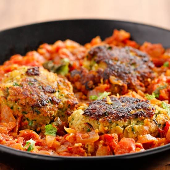 Cod Cakes in Spicy Tomato Sauce