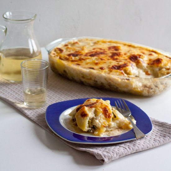 Leek, Minced Meat and Potato Bake