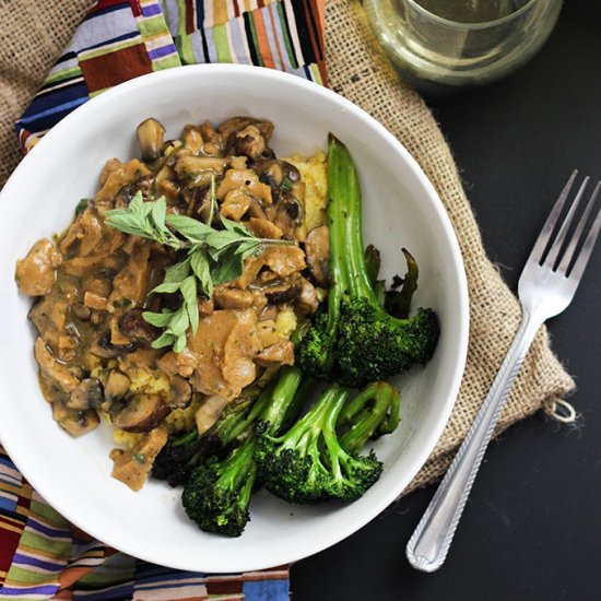 Vegan Seitan and Mushrooms