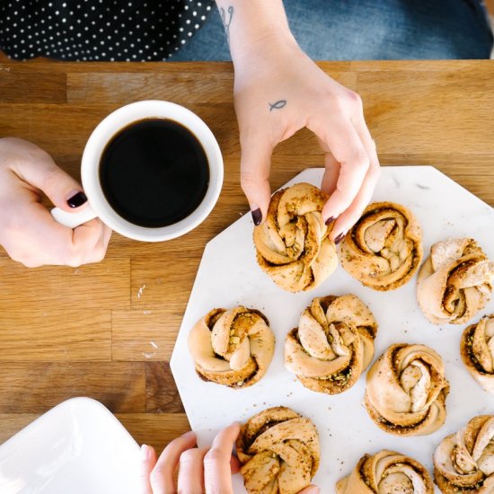 Coffee, Cardamom, & Pistachio Buns