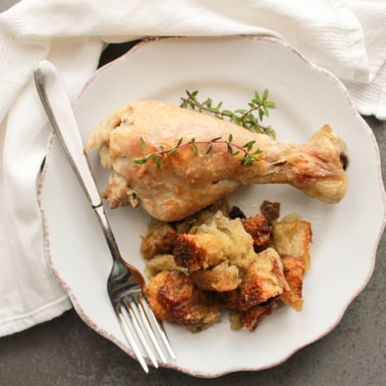 Baked Chicken Pieces and Stuffing