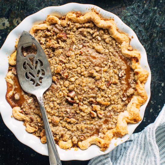 Bourbon Pumpkin Crumble Pie