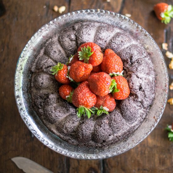 Raspberries Brownie Cake