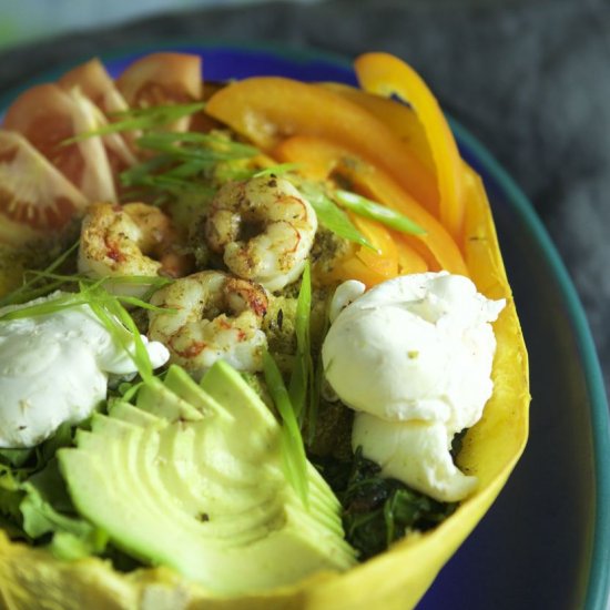 Spaghetti Squash Pesto Shrimp