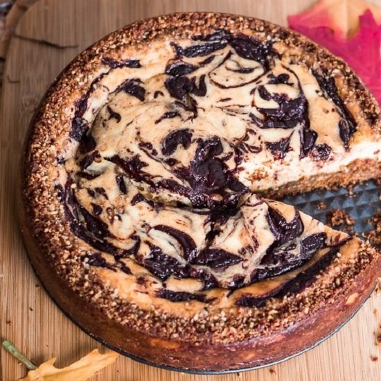 Pumpkin Chocolate Swirl Cheesecake