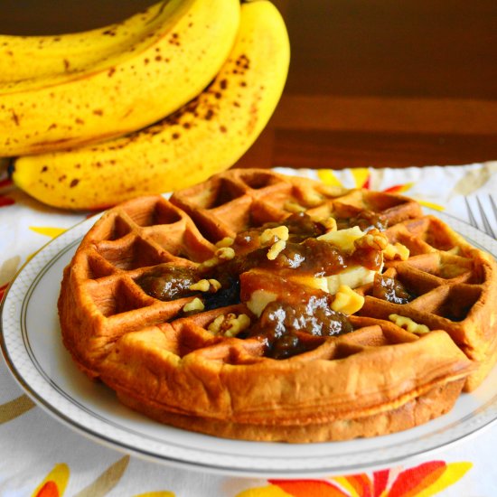 Banana Waffles with Sauce