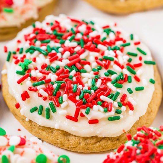 Frosted Holiday Sprinkles Cookies