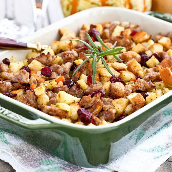 Cranberry, Apple and Sausage Stuffing