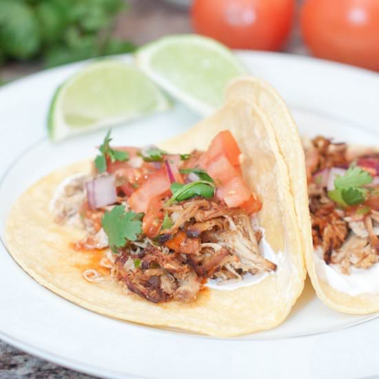 Crock Pot Chicken Carnitas Tacos