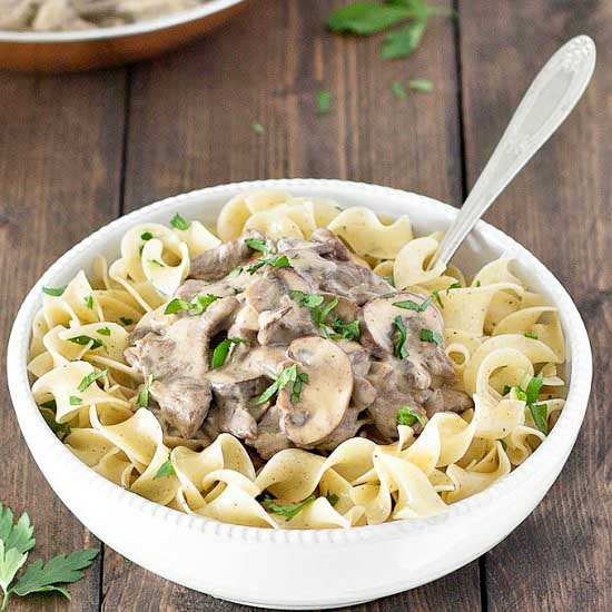 Healthier Beef Stroganoff