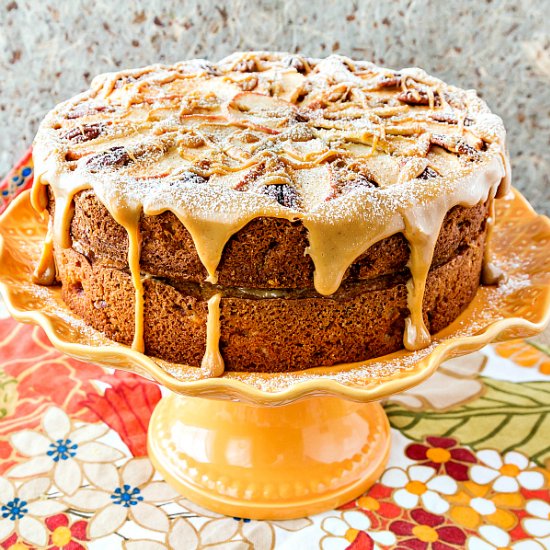 Fresh and Dried Apple Pecan Cake