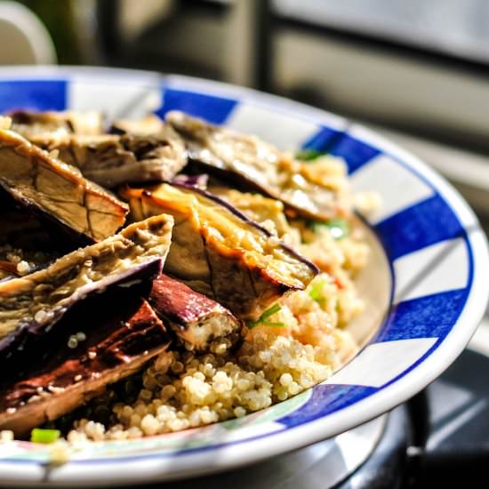 Grilled Miso Eggplant Quinoa Salad