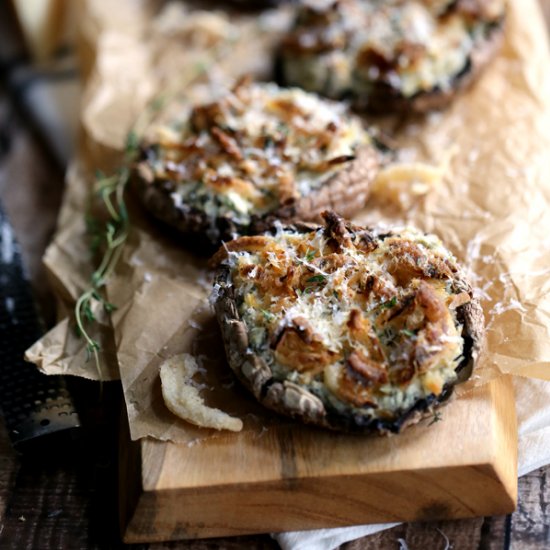 Artichoke and Spinach Stuffed Portabellos