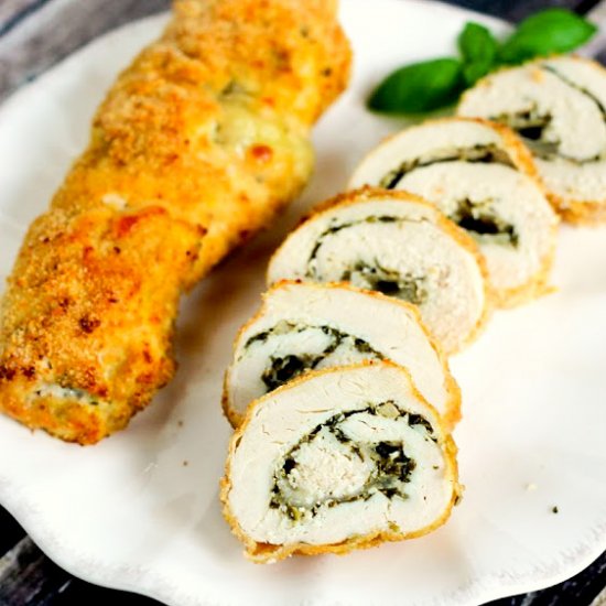 Pesto Cheese Stuffed Chicken Rolls