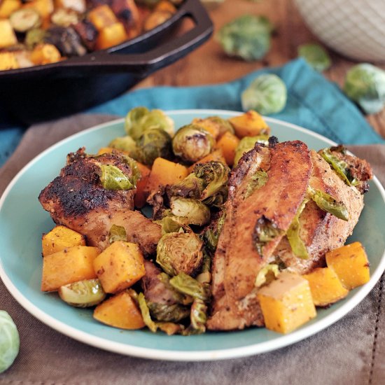 Chicken Skillet w/Brussels & Squash