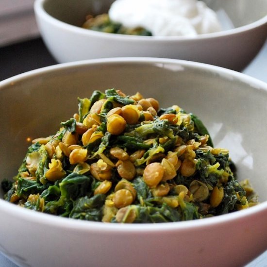 Braised Lentils with Spinach