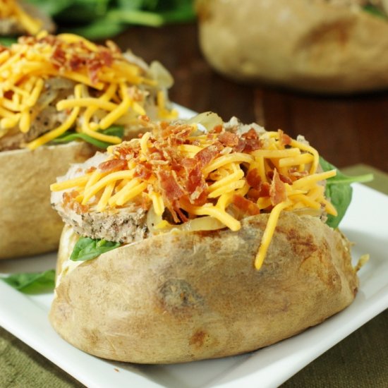 Marinated Pork Loaded Baked Potato