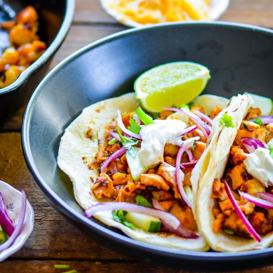 Leftover Turkey Potato Hash Tacos