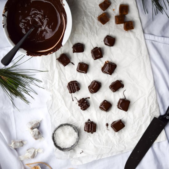 Chocolate Dipped Salted Caramels (C