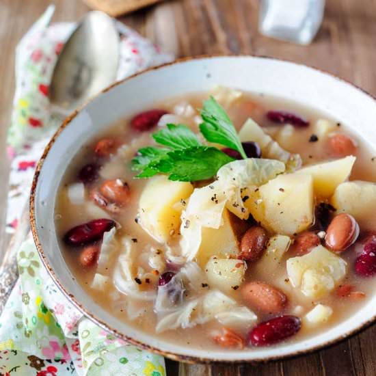 Potato, Bean and Cabbage Vegan Soup