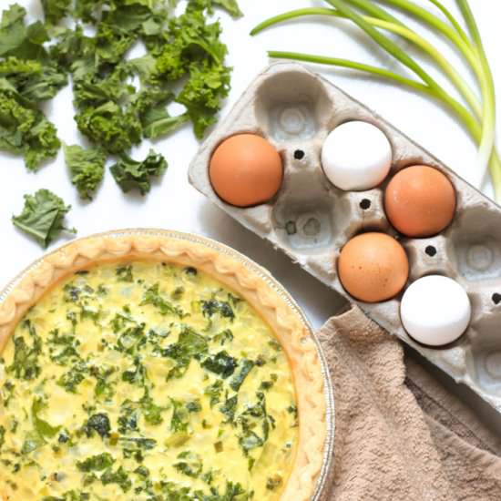 Kale and Spring Onion Quiche