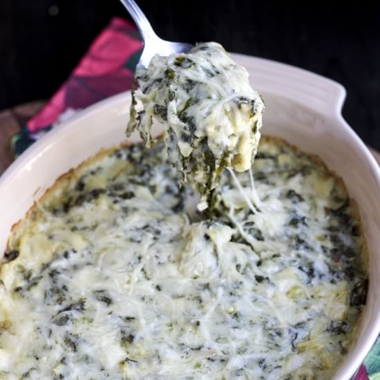 Parmesan Crusted Kale and Artichoke Dip