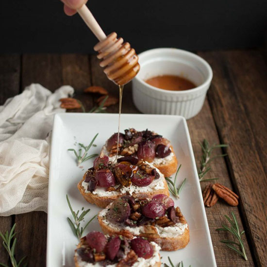 Crostini with Roasted Grapes