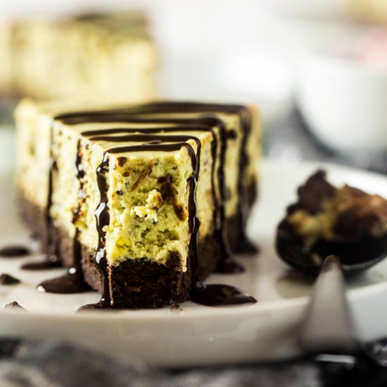 Gluten Free Mint Brownie Cheesecake