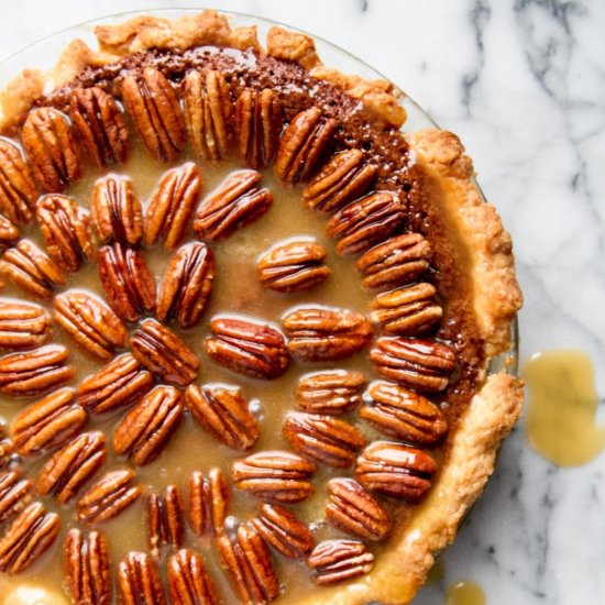 Chocolate Pecan Pie w/ Caramel