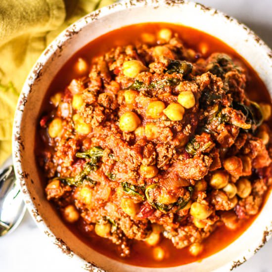 Spicy Chickpea, Turkey, Tomato Stew