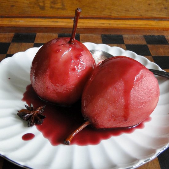 Red Wine Poached Pears