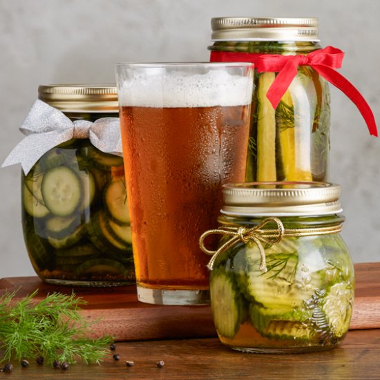 Quick Beer-Brined Pickles