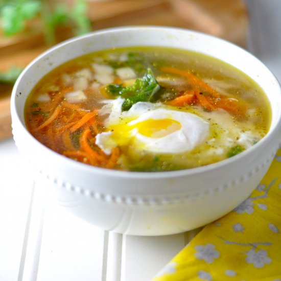 Chicken Kale Soup w/Poached Egg