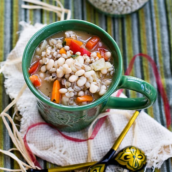 Healthy Vegan Bean & Barley Soup