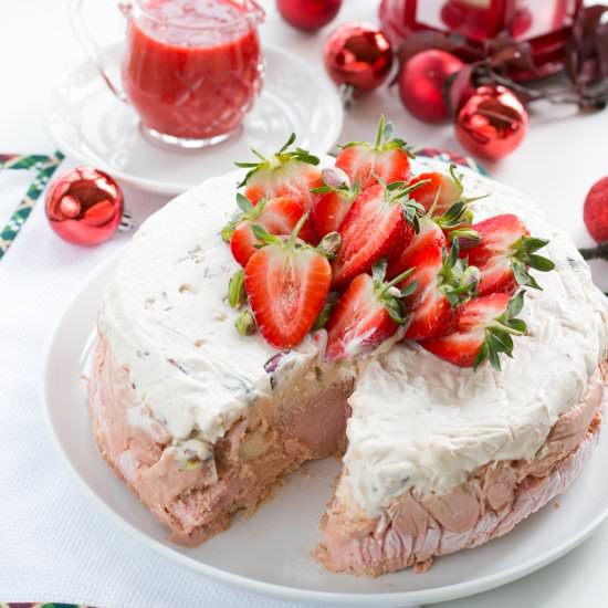 Festive Strawberry Ice Cream Cake