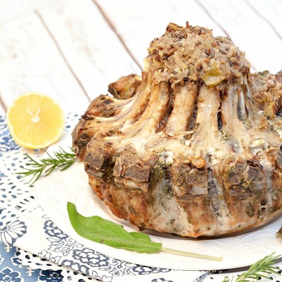 Crown Roast of Pork Wild Rice Stuff