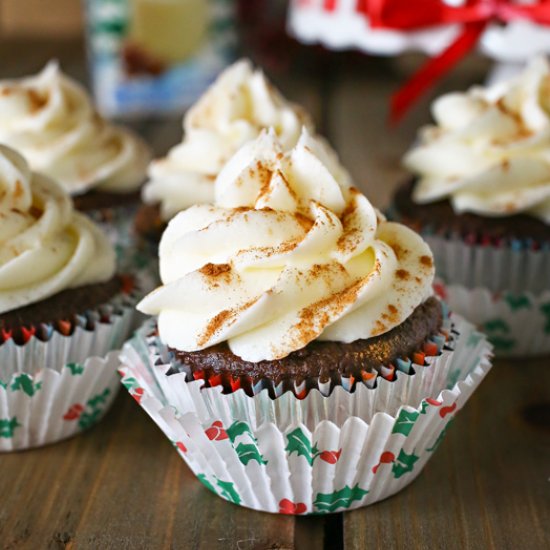 Chocolate Eggnog Cupcakes