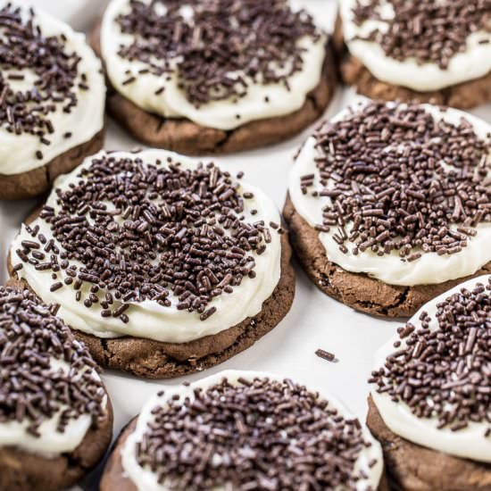 Frosted Chocolate Sprinkles Cookies